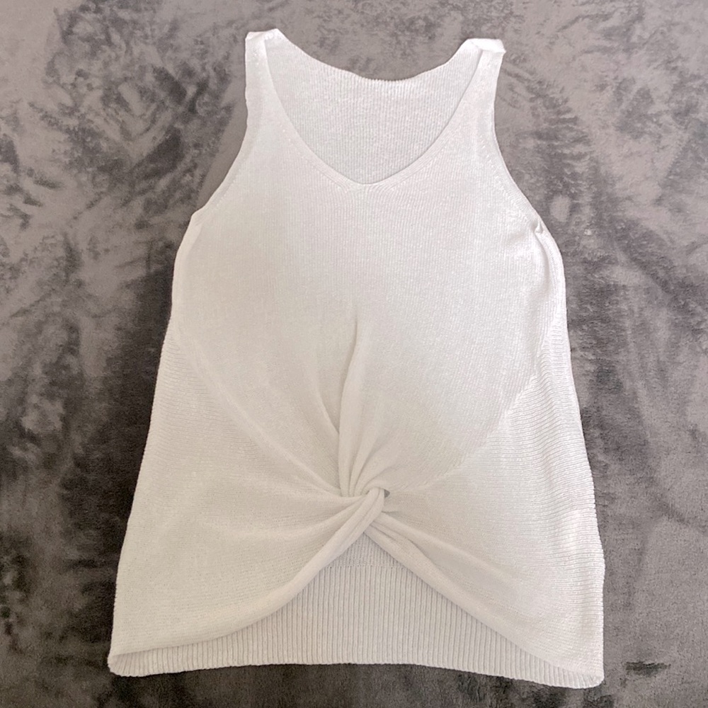 White Knit Tank Top